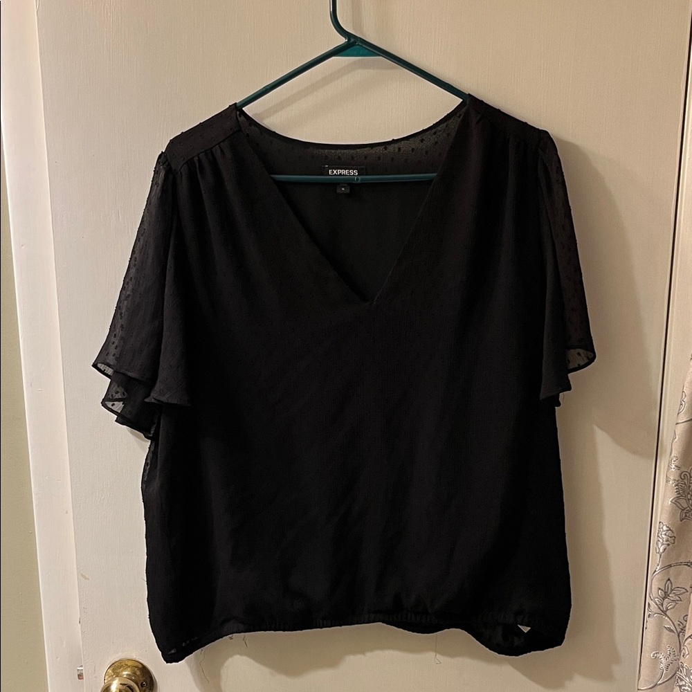Express Black Sheer Sleeve Blouse
